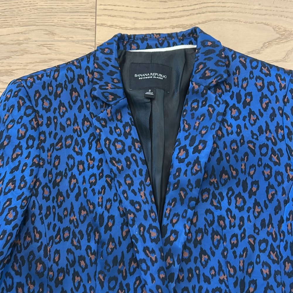 Banana Republic Metallic Animal Cheetah Print Boyfriend Blazer - Picture 2 of 6